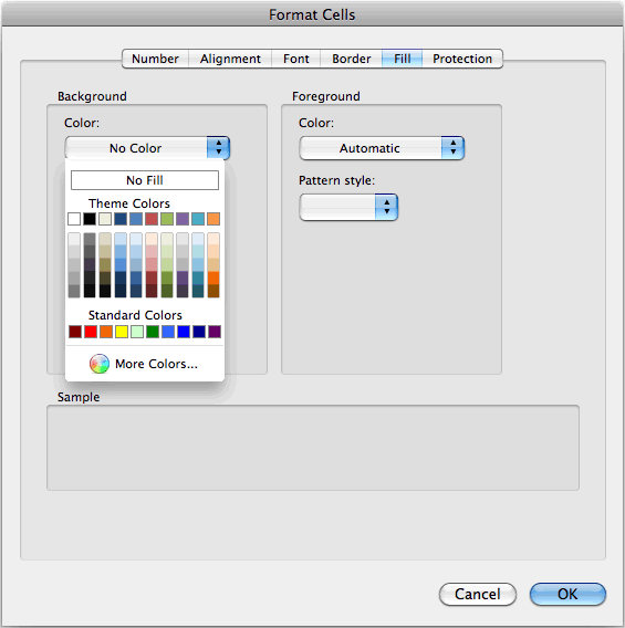 Ms excel 2011 for mac change background color based on a cells